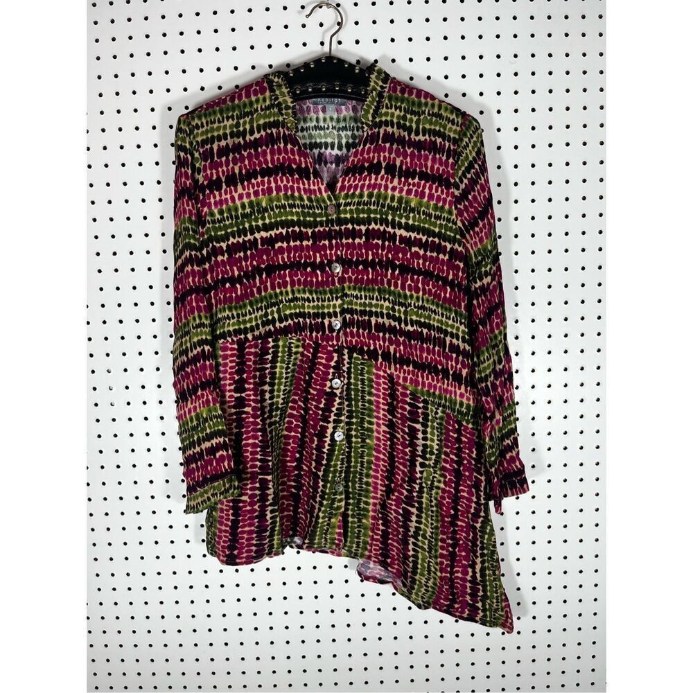 Habitat Button Down Multi Color Ported Blouse Siz… - image 1